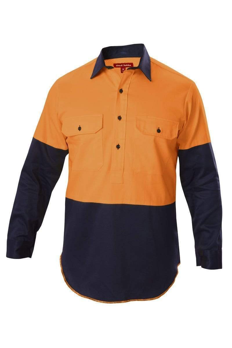 Hard Yakka Two Tone Vented Hi Vis Shirt Y07984 Work Wear Hard Yakka Orange/Navy (ONA) S 